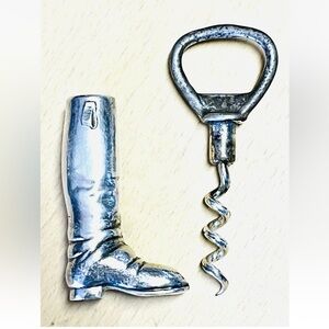 R. Blackinton STERLING Silver Cowboy Boot w/Cork Screw & Vintage Bottle Opener-
